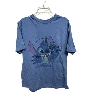 Walt Disney World Shirt Adult Blue Stitch Castle Mickey Mouse Parks Size XL NWT